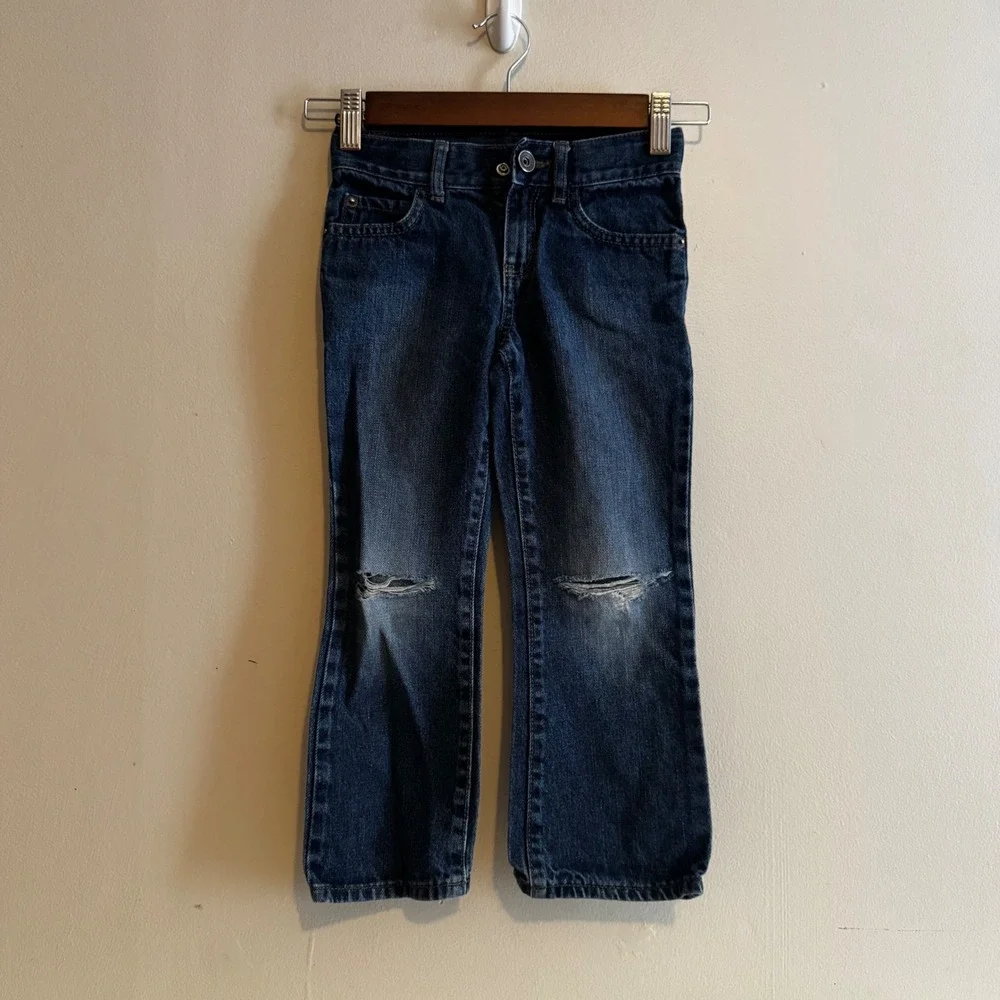 The Children's Place Boys Dark Blue Bootcut Jeans Size 5 Cotton Denim